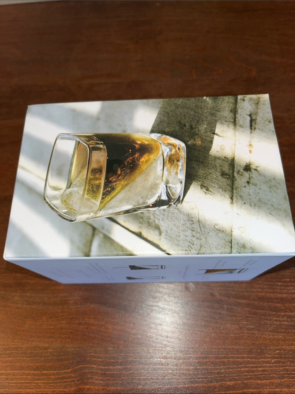 Corkcicle Double-Walled Square Whiskey Glass - Clear with Amber Drink